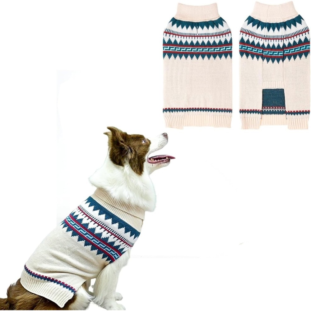 BingPet XL Size Dog Sweater New‎ Knit Turtleneck with Leash Hole